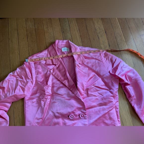 60s Vintage Pink Silk Double Breasted Blazer - Picture 7 of 7